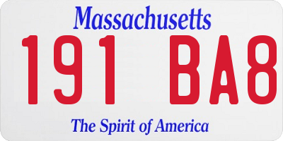 MA license plate 191BA8