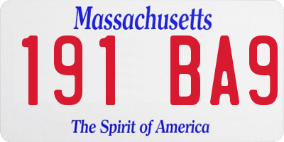 MA license plate 191BA9
