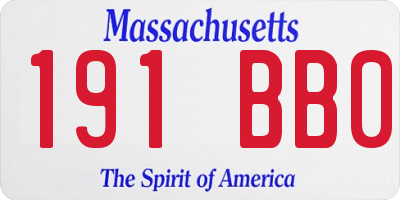 MA license plate 191BB0