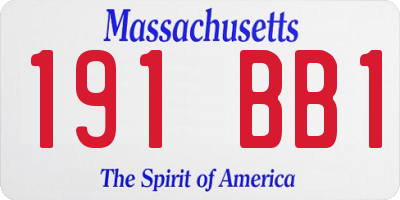 MA license plate 191BB1