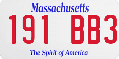 MA license plate 191BB3