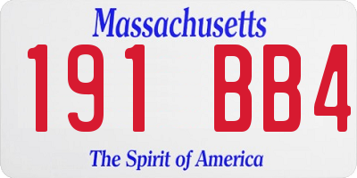 MA license plate 191BB4