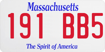 MA license plate 191BB5
