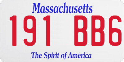 MA license plate 191BB6