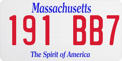 MA license plate 191BB7