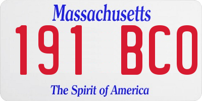 MA license plate 191BC0