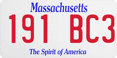 MA license plate 191BC3