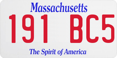 MA license plate 191BC5