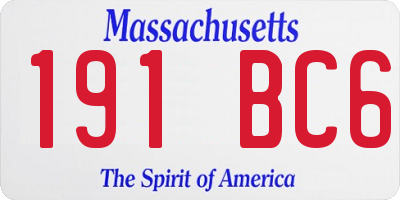 MA license plate 191BC6