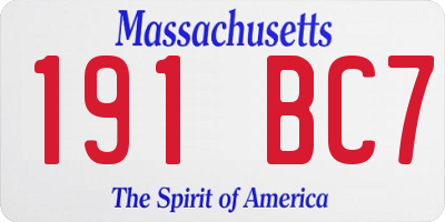 MA license plate 191BC7