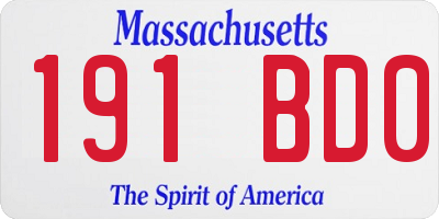 MA license plate 191BD0