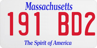 MA license plate 191BD2