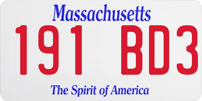 MA license plate 191BD3