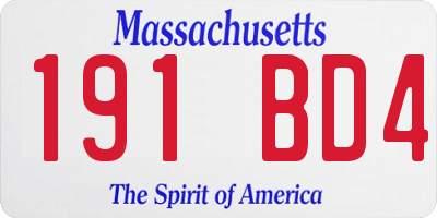 MA license plate 191BD4