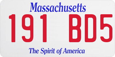 MA license plate 191BD5