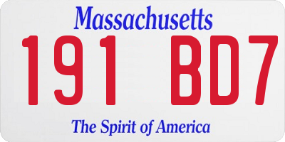MA license plate 191BD7