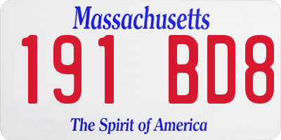 MA license plate 191BD8