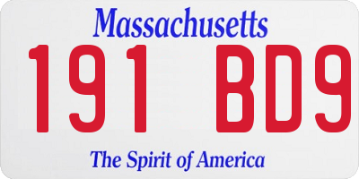 MA license plate 191BD9