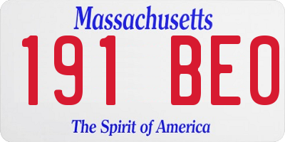 MA license plate 191BE0