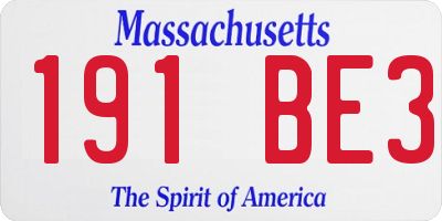 MA license plate 191BE3