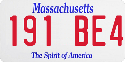 MA license plate 191BE4