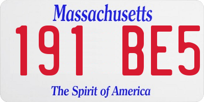 MA license plate 191BE5