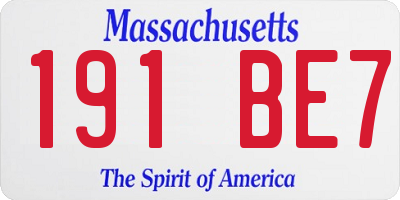 MA license plate 191BE7