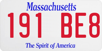 MA license plate 191BE8