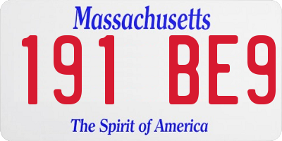 MA license plate 191BE9