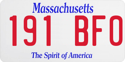 MA license plate 191BF0