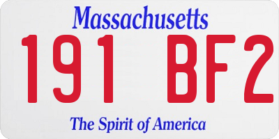 MA license plate 191BF2
