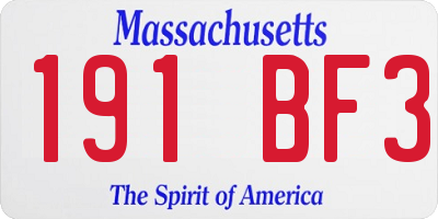MA license plate 191BF3