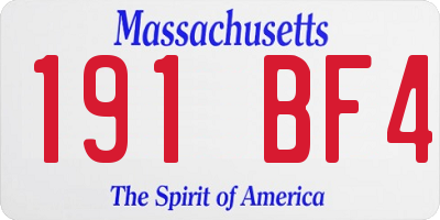 MA license plate 191BF4