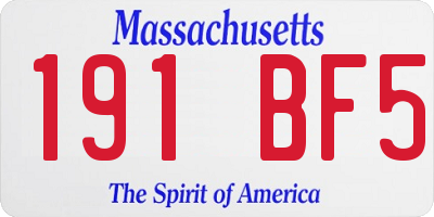 MA license plate 191BF5