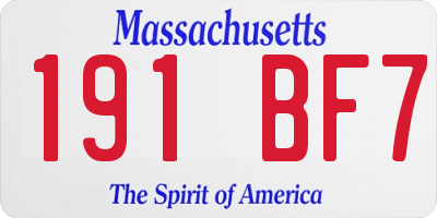 MA license plate 191BF7