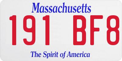 MA license plate 191BF8