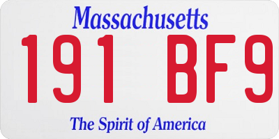 MA license plate 191BF9