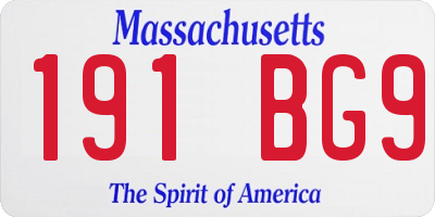 MA license plate 191BG9