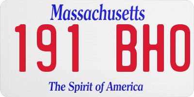 MA license plate 191BH0