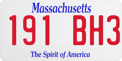 MA license plate 191BH3
