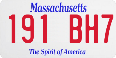 MA license plate 191BH7