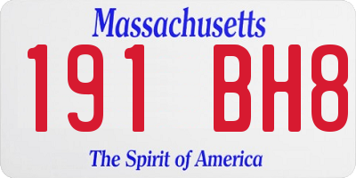 MA license plate 191BH8