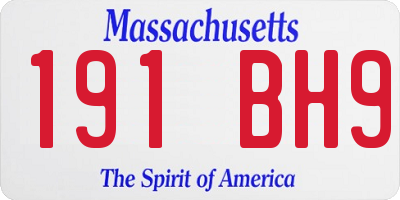 MA license plate 191BH9