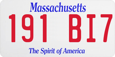 MA license plate 191BI7