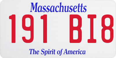 MA license plate 191BI8