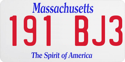 MA license plate 191BJ3
