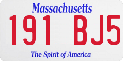 MA license plate 191BJ5