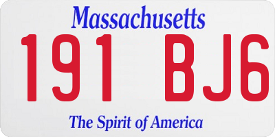 MA license plate 191BJ6