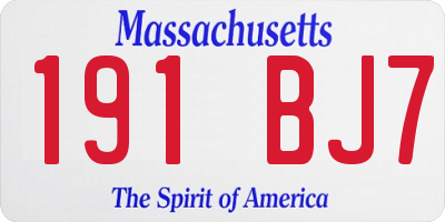 MA license plate 191BJ7
