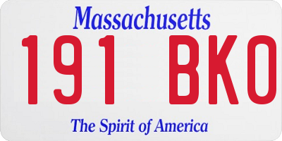 MA license plate 191BK0